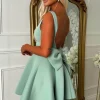 Adore Me More Green Bow Back Mini Dress