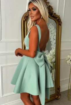 Adore Me More Green Bow Back Mini Dress