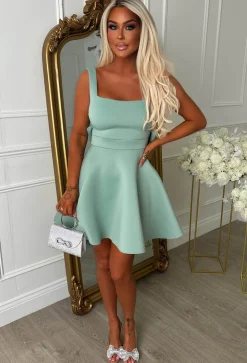 Adore Me More Green Bow Back Mini Dress