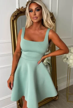 Adore Me More Green Bow Back Mini Dress