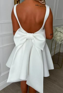 Adore Me More White Bow Back Mini Dress