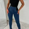 Agnes Mid Blue Stretch Denim Waist Cinching Jeans