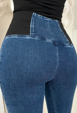 Agnes Mid Blue Stretch Denim Waist Cinching Jeans