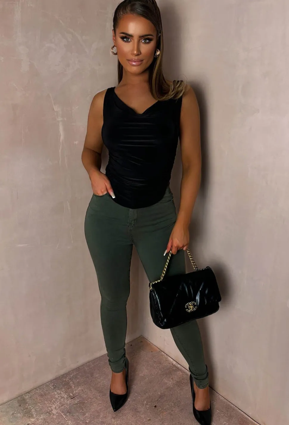 Alaia Khaki Super Stretchy Skinny Jeans