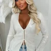 All Over Glitz Cream Sequin Double Tie Top