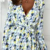 All Things Cute Multi Ditsy Print Crinkle Wrap Playsuit