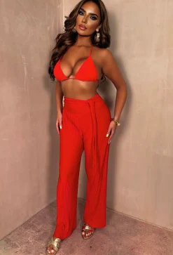 Always & Forever Red Pleated Stretch Trousers