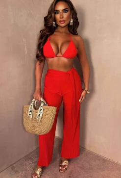 Always & Forever Red Pleated Stretch Trousers