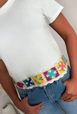 Always Daydreaming White Crochet Hem T-Shirt