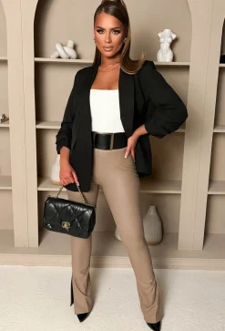 Always Iconic Black Shawl Ruched Sleeve Blazer