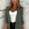 Always Iconic Khaki Shawl Ruched Sleeve Blazer