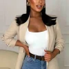 Always Iconic Nude Shawl Ruched Sleeve Blazer