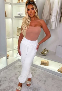 Always Vibing White Stretch Hareem Trousers