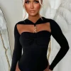 Always You Black Knot Gold Detail Stretch Bodysuit