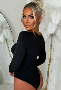 Always You Black Knot Gold Detail Stretch Bodysuit