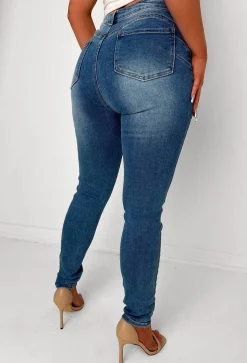 Amelie Mid Wash Stretch Push Up Skinny Jeans