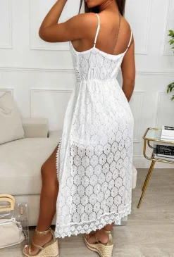 Angel Love White Crochet Playsuit With Skirt Overlay