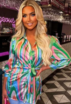 Angelic Beauty Multi Knot Detail Satin Shirt