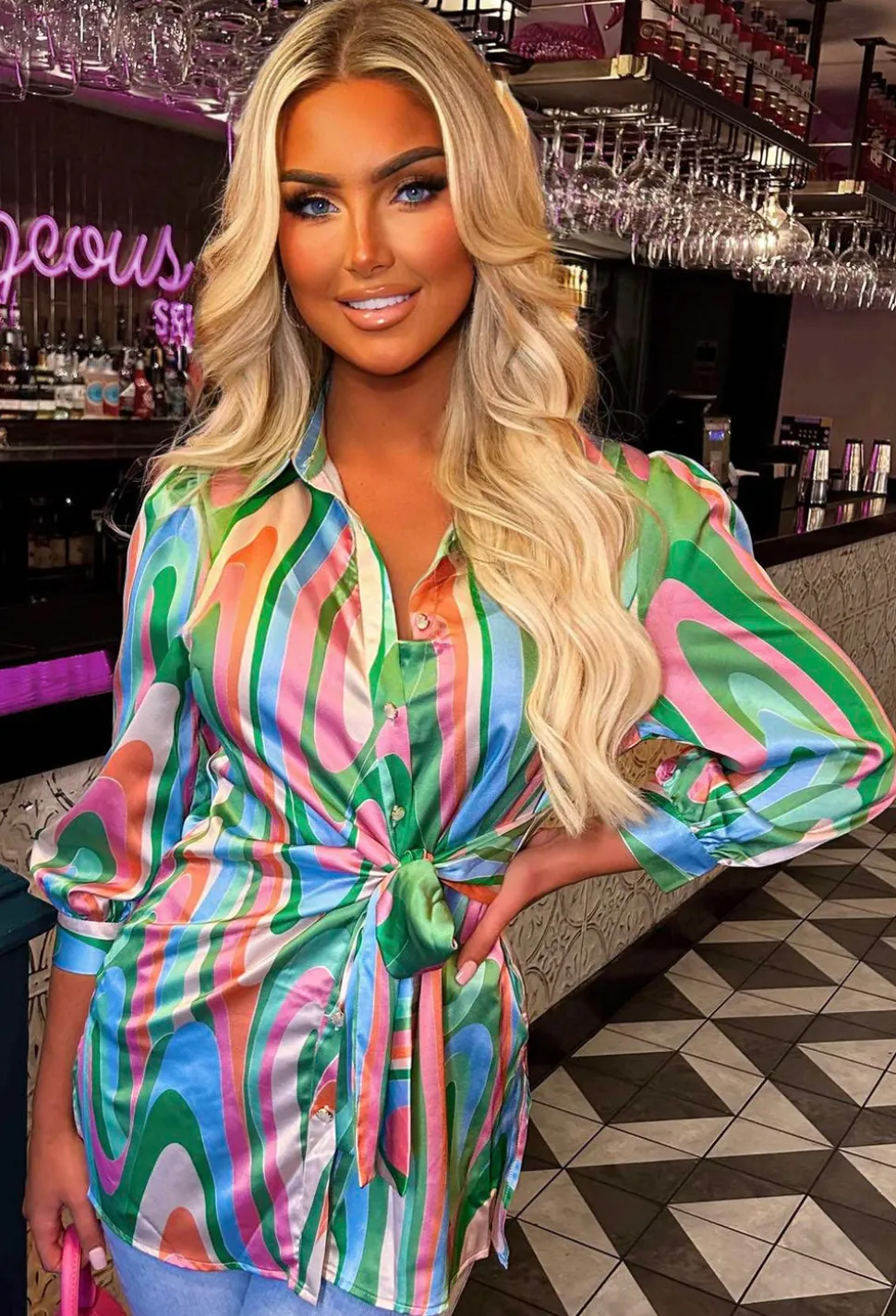 Angelic Beauty Multi Knot Detail Satin Shirt