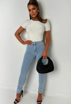 Authentic Chic Light Wash Stretch Skinny Plain Front Jeans
