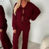 Autumn Baby Burgundy Tie Knot Knitted Co-Ord Set