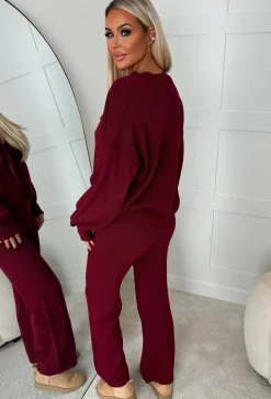 Autumn Baby Burgundy Tie Knot Knitted Co-Ord Set