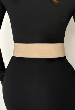 Babe Magnet Tan Gold Buckle Elasticated Belt
