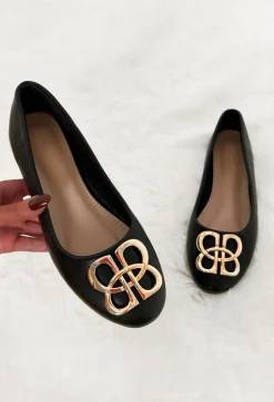 Back To Business Black Gold Detail Pumps