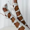 Bad Attitude White Studded Buckle Stiletto Heels