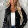 Bad Gal Boudoir Black Faux Leather Shirt