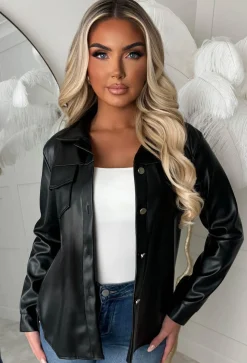 Bad Gal Boudoir Black Faux Leather Shirt