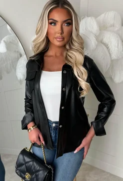 Bad Gal Boudoir Black Faux Leather Shirt