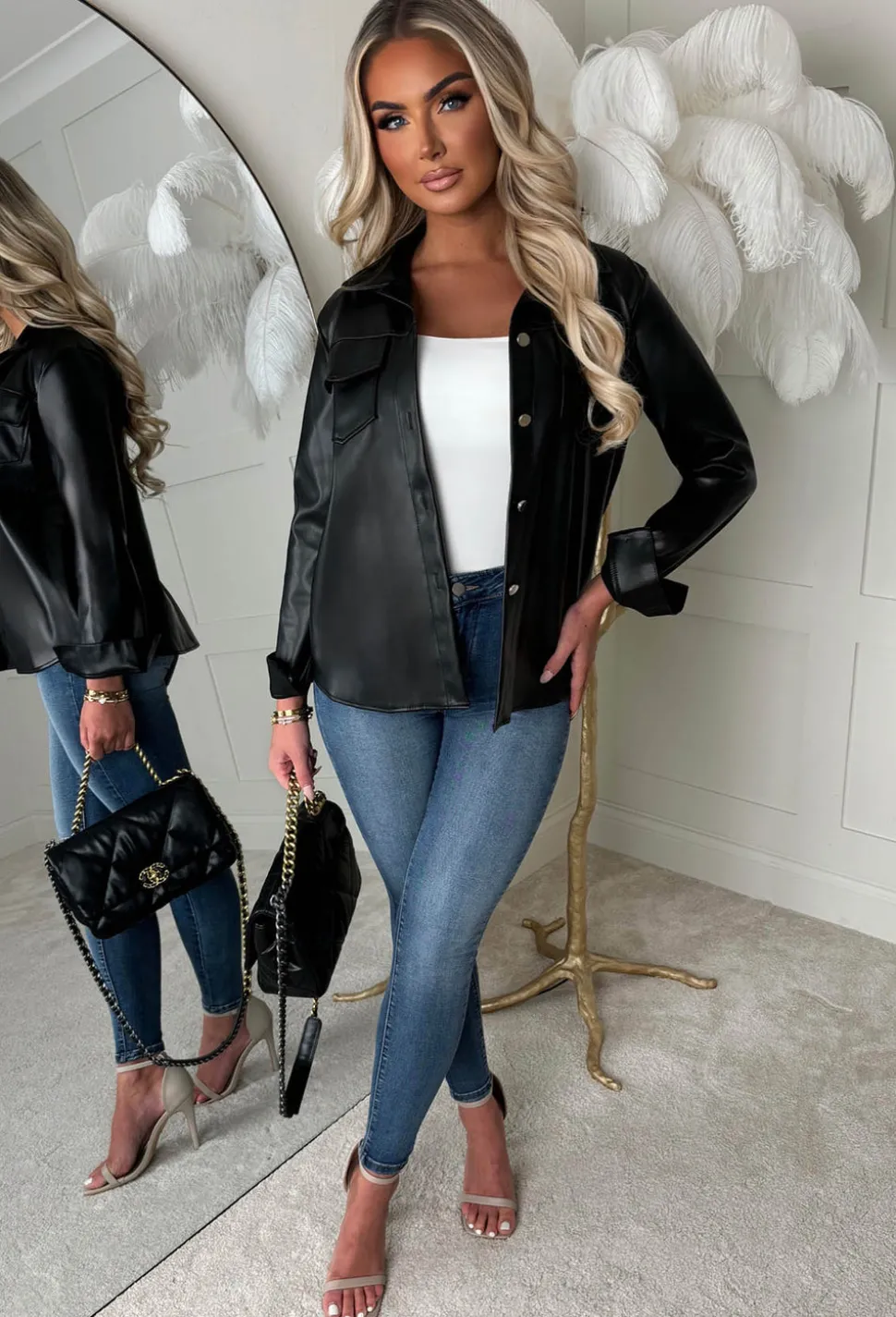 Bad Gal Boudoir Black Faux Leather Shirt