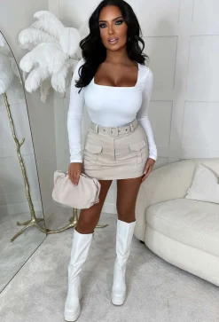 Bae For Tonight White Square Neck Long Sleeve Top