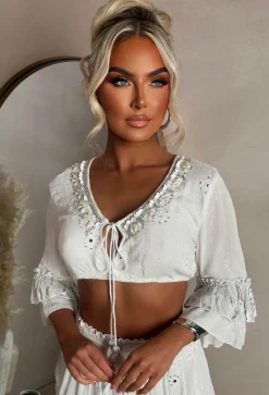 Bahama Breeze White Embroidered Boho Maxi Skirt Co-Ord