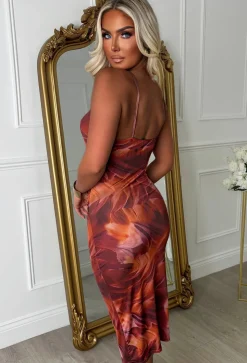 Bali Bliss Multi Marble Ruched Bust Cami Midi Dress