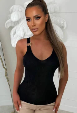 Bali Breeze Black Gold Buckle Knitted Vest Top