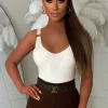 Bali Breeze Cream Gold Buckle Knitted Vest Top