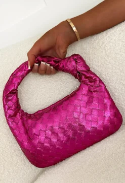 Bank On It Hot Pink Woven Knot Detail Bag