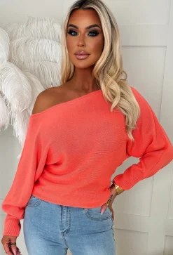 Barely Blush Coral Ultra Soft Off The Shoulder Jumper