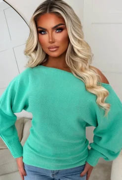 Barely Blush Teal Ultra Soft Off The Shoulder Jumper