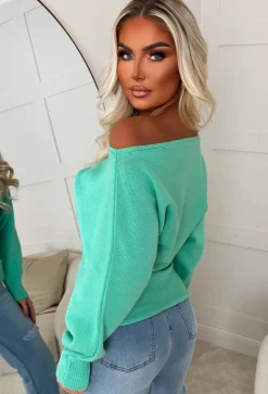 Barely Blush Teal Ultra Soft Off The Shoulder Jumper