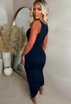 Basically Be Mine Navy Square Neck Bodycon Dress