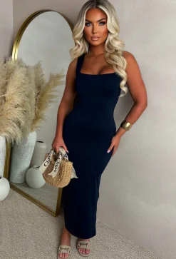 Basically Be Mine Navy Square Neck Bodycon Dress