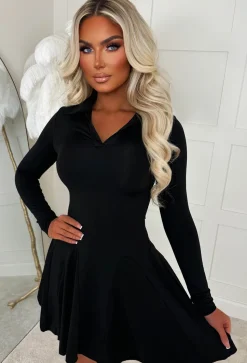 Be Your Lover Black Skater Collar Dress