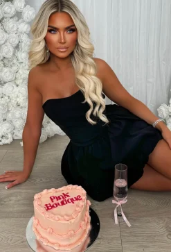 Bellarina Black Lace Back Bandeau Puff Ball Dress
