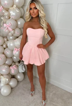 Bellarina Pink Lace Back Bandeau Puff Ball Dress