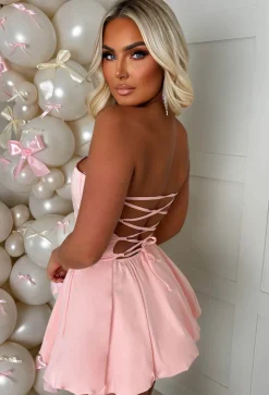 Bellarina Pink Lace Back Bandeau Puff Ball Dress