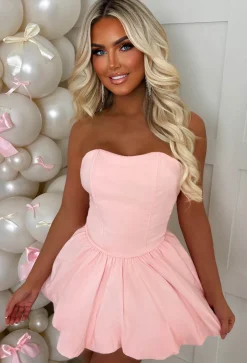 Bellarina Pink Lace Back Bandeau Puff Ball Dress