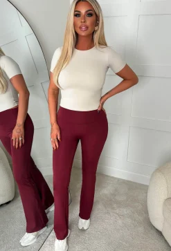 Better Shape Up Burgundy Ruched Flared Leggings